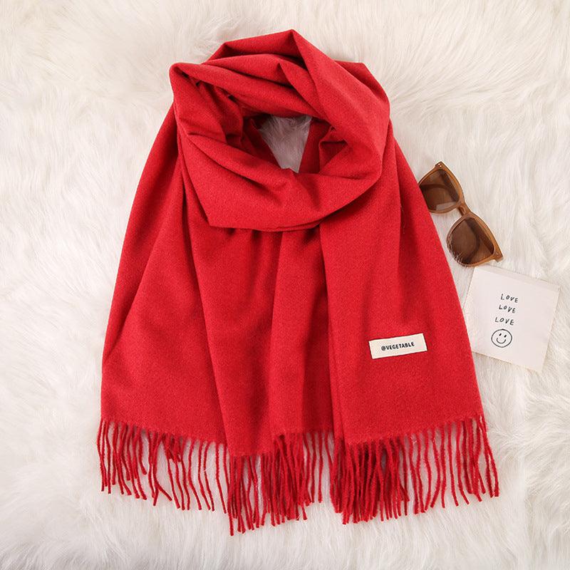 Women's Fashionable All-match Cashmere Tassel Double-sided Scarf - Nioor