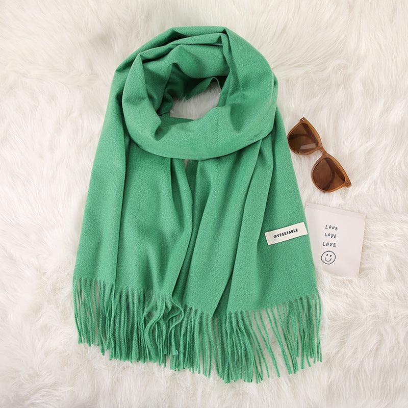 Women's Fashionable All-match Cashmere Tassel Double-sided Scarf - Nioor