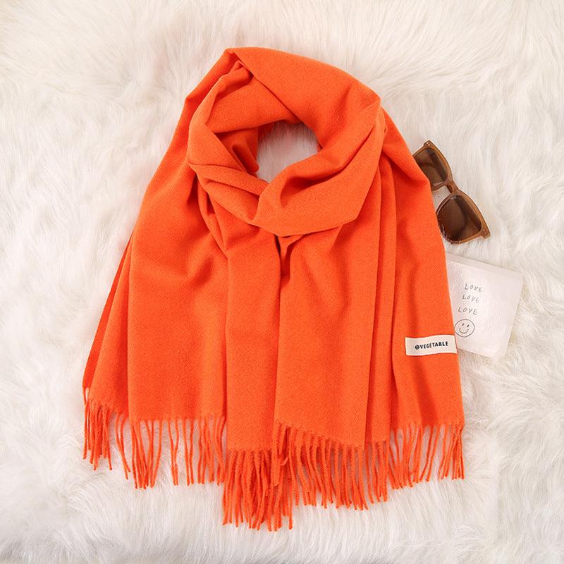 Women's Fashionable All-match Cashmere Tassel Double-sided Scarf - Nioor