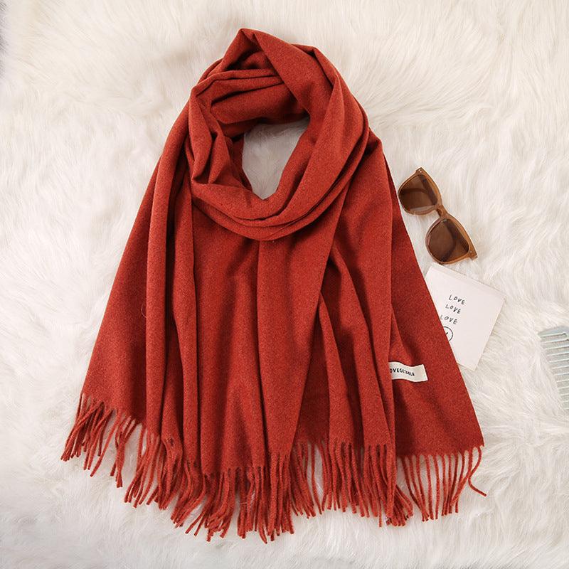 Women's Fashionable All-match Cashmere Tassel Double-sided Scarf - Nioor