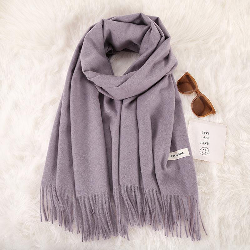 Women's Fashionable All-match Cashmere Tassel Double-sided Scarf - Nioor