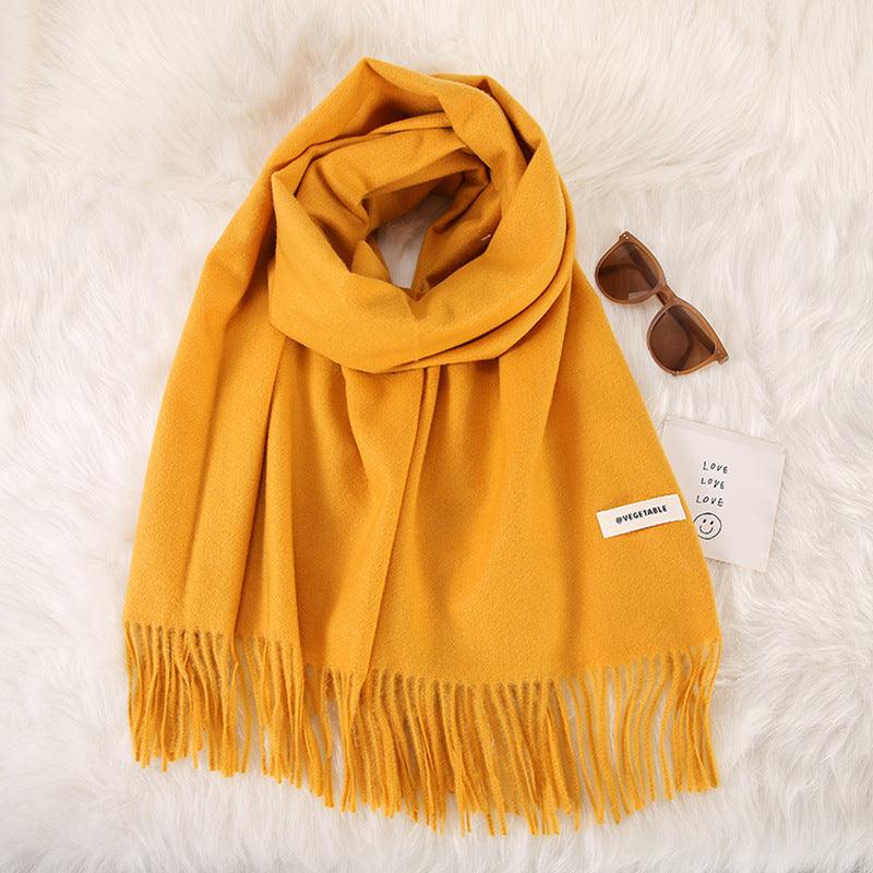 Women's Fashionable All-match Cashmere Tassel Double-sided Scarf - Nioor