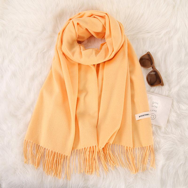 Women's Fashionable All-match Cashmere Tassel Double-sided Scarf - Nioor