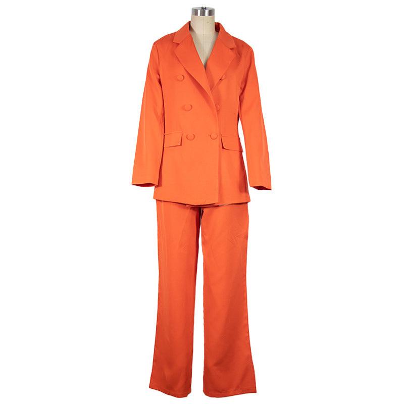 Women's Fashionable Jacket Wide-leg Pants Suit - Nioor