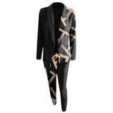 Women's Fashionable Printed Long-sleeved Lapel Suit Casual Suit - Nioor