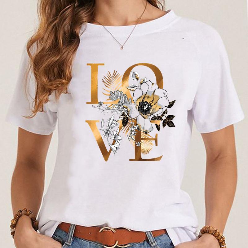 Women's Fashionable Simple Printed Short-sleeved T-shirt - Nioor