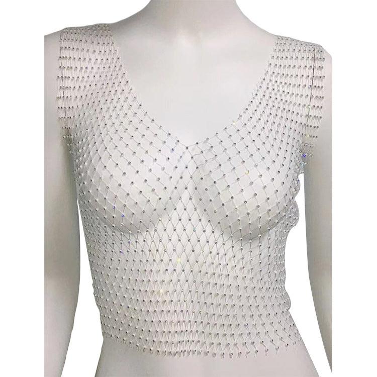 Women's Fashionable Simple Pure Color Mesh Top - Nioor