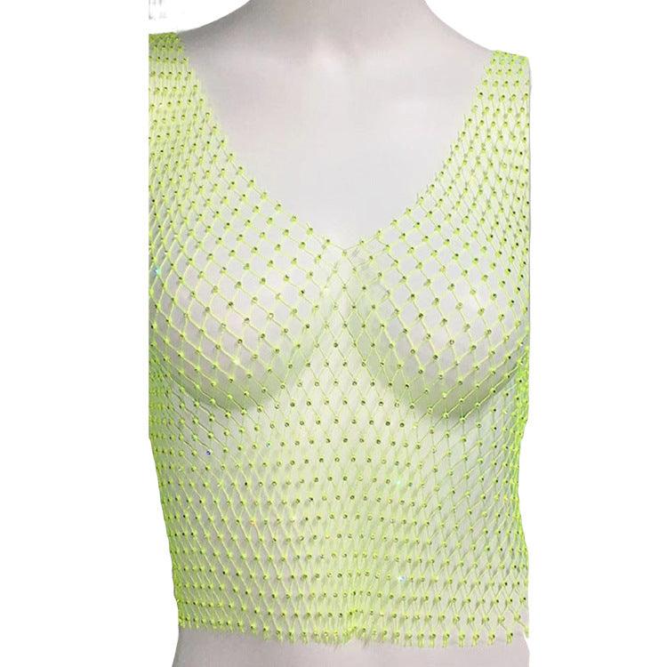 Women's Fashionable Simple Pure Color Mesh Top - Nioor