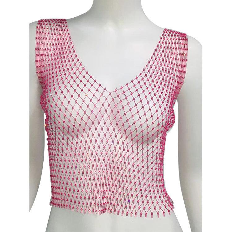 Women's Fashionable Simple Pure Color Mesh Top - Nioor