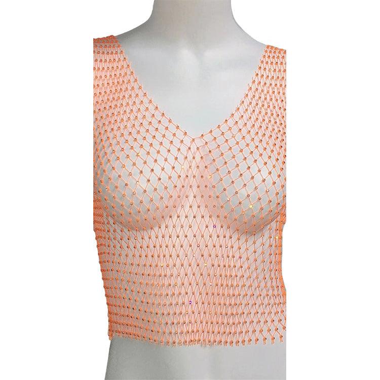 Women's Fashionable Simple Pure Color Mesh Top - Nioor