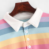 Women's Fashionable Simple Striped Polo Collar Sweater - Nioor