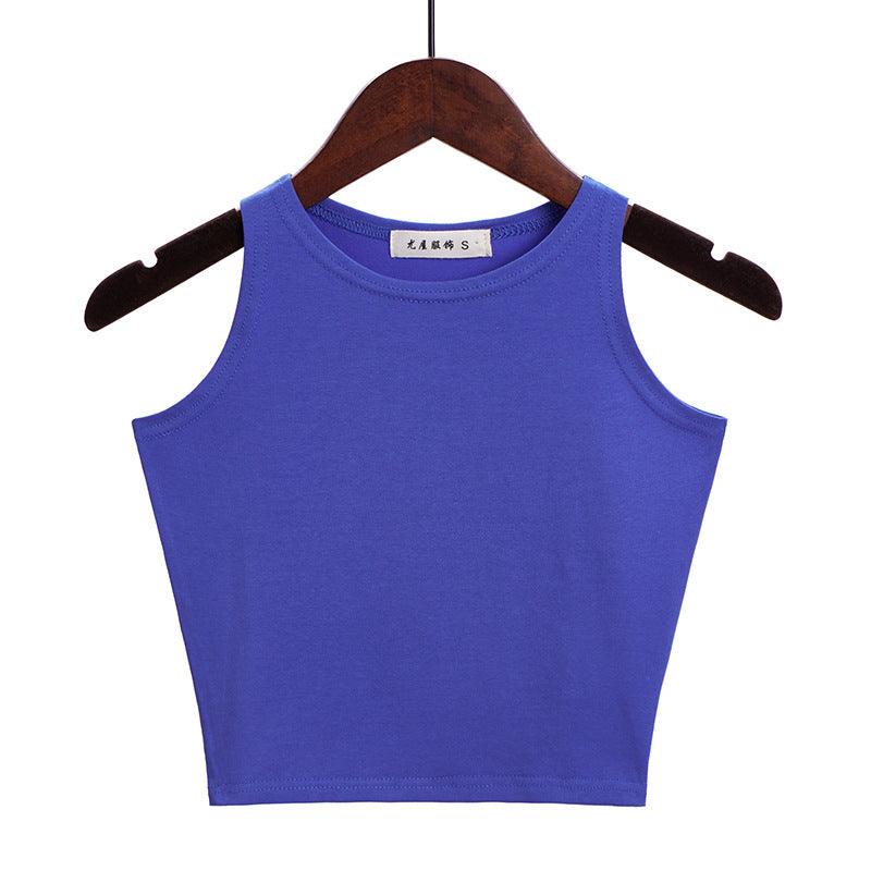 Women's Fashionable Sleeveless Slim Round Neck Bottoming Shirt Top - Nioor