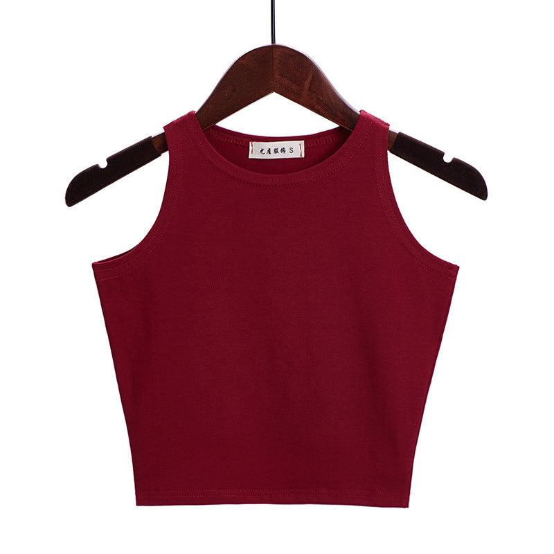 Women's Fashionable Sleeveless Slim Round Neck Bottoming Shirt Top - Nioor