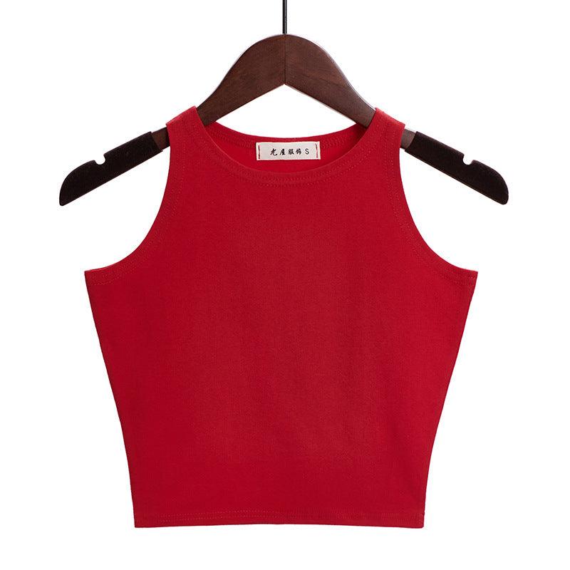 Women's Fashionable Sleeveless Slim Round Neck Bottoming Shirt Top - Nioor