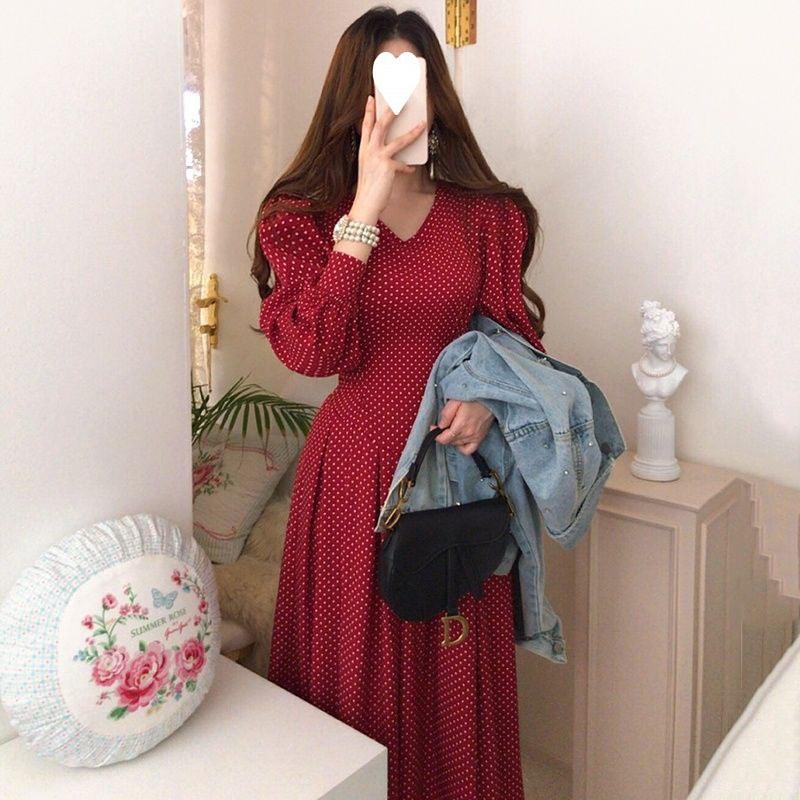 Women's Fashionable Slim Collar Slim-fit High Waist Lace-up Lantern Sleeve Dress - Nioor