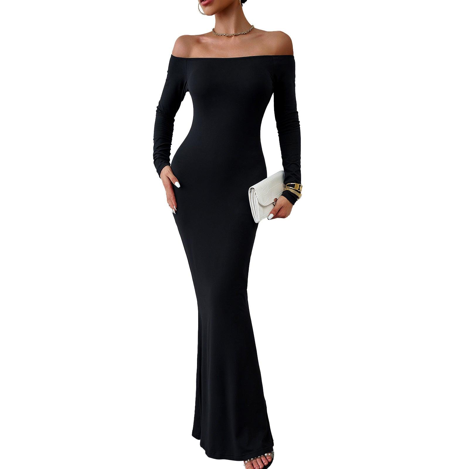 Women's Fashionable Slim-fit Off-shoulder Dress - Nioor