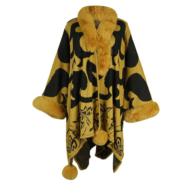 Women's Fur Collar Thickened Warm Shawl - Nioor