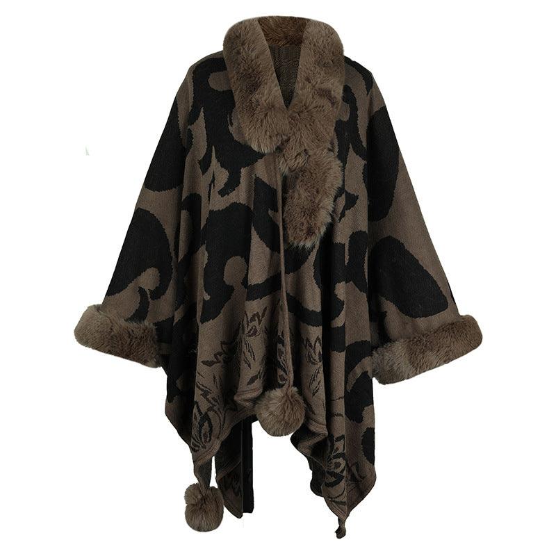 Women's Fur Collar Thickened Warm Shawl - Nioor