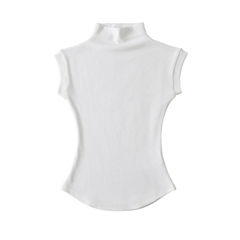 Women's Half Turtleneck Ant Waist Sleeveless Top - Nioor