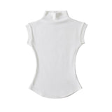 Women's Half Turtleneck Ant Waist Sleeveless Top - Nioor