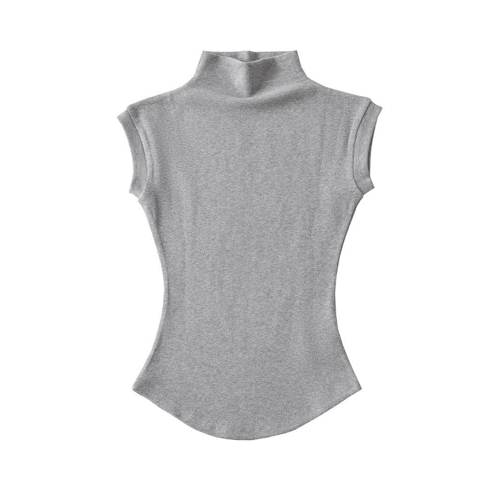 Women's Half Turtleneck Ant Waist Sleeveless Top - Nioor