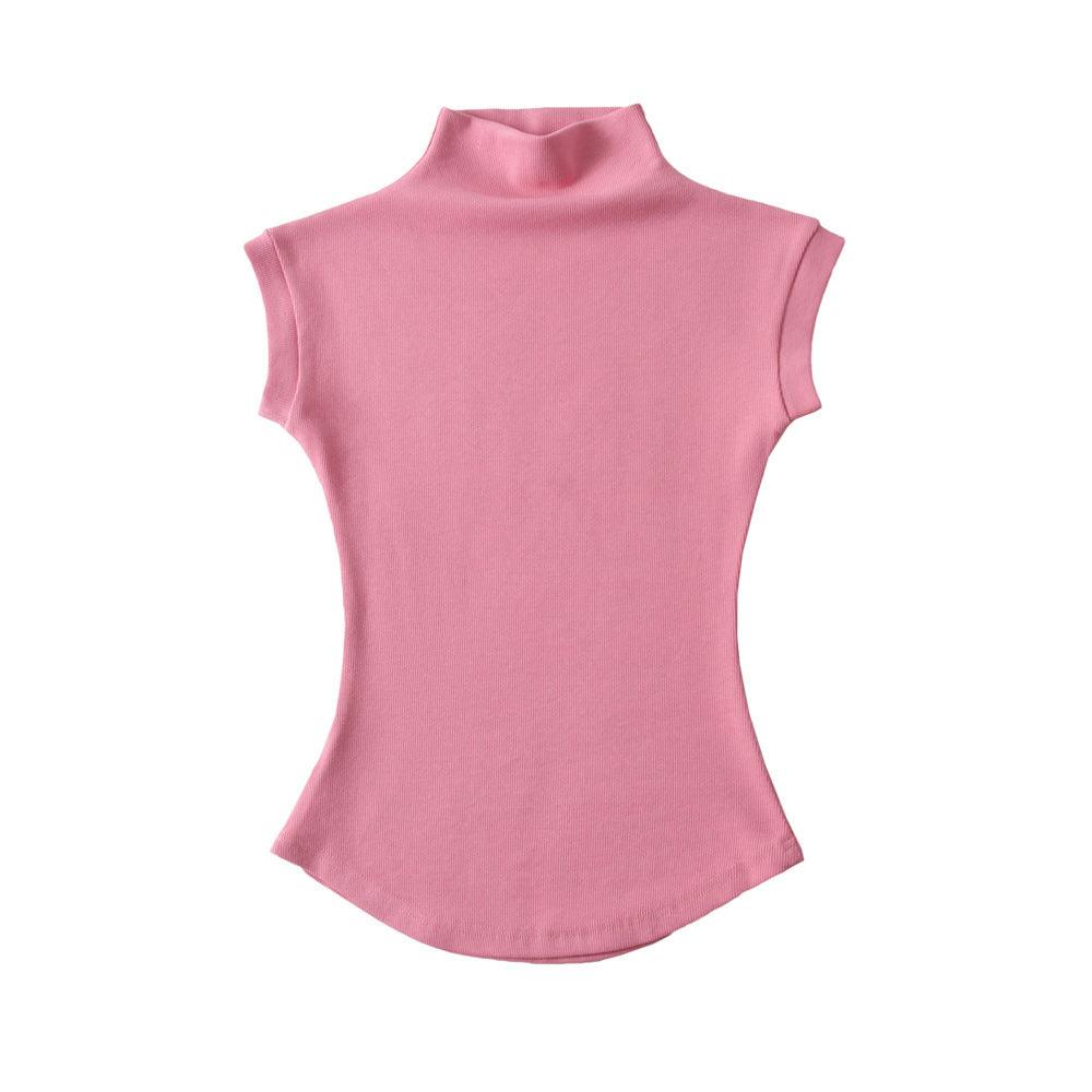 Women's Half Turtleneck Ant Waist Sleeveless Top - Nioor