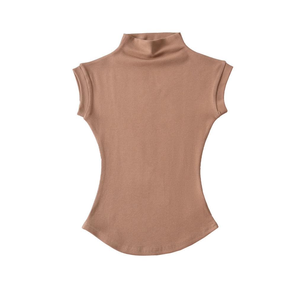 Women's Half Turtleneck Ant Waist Sleeveless Top - Nioor