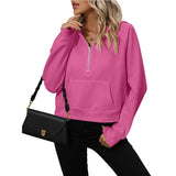 Women's Half Zip Pullover Hooded Sweatshirt Fleece Short Chic Sweatshirt - Nioor