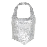 Women's Halter Backless Slim Fit All-match Sequined Vest - Nioor