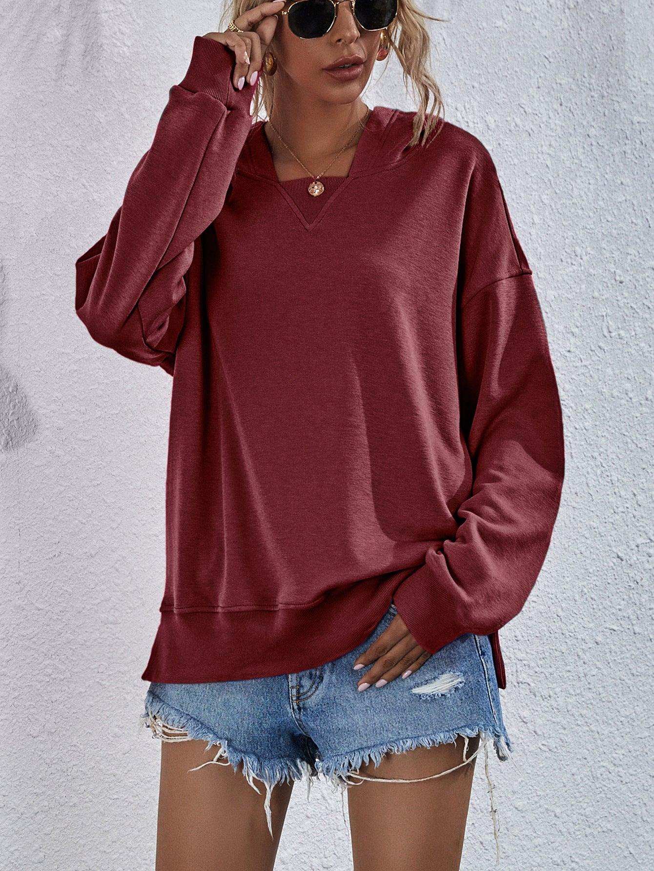 Women's Hoodie Sweatshirt Sports Casual Candy Color Long Sleeve Tops Clothes - Nioor