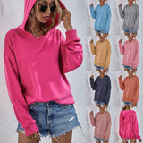 Women's Hoodie Sweatshirt Sports Casual Candy Color Long Sleeve Tops Clothes - Nioor