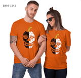 Women's Horror Pumpkin Skeleton Digital Printed Round Neck Short Sleeve - Nioor