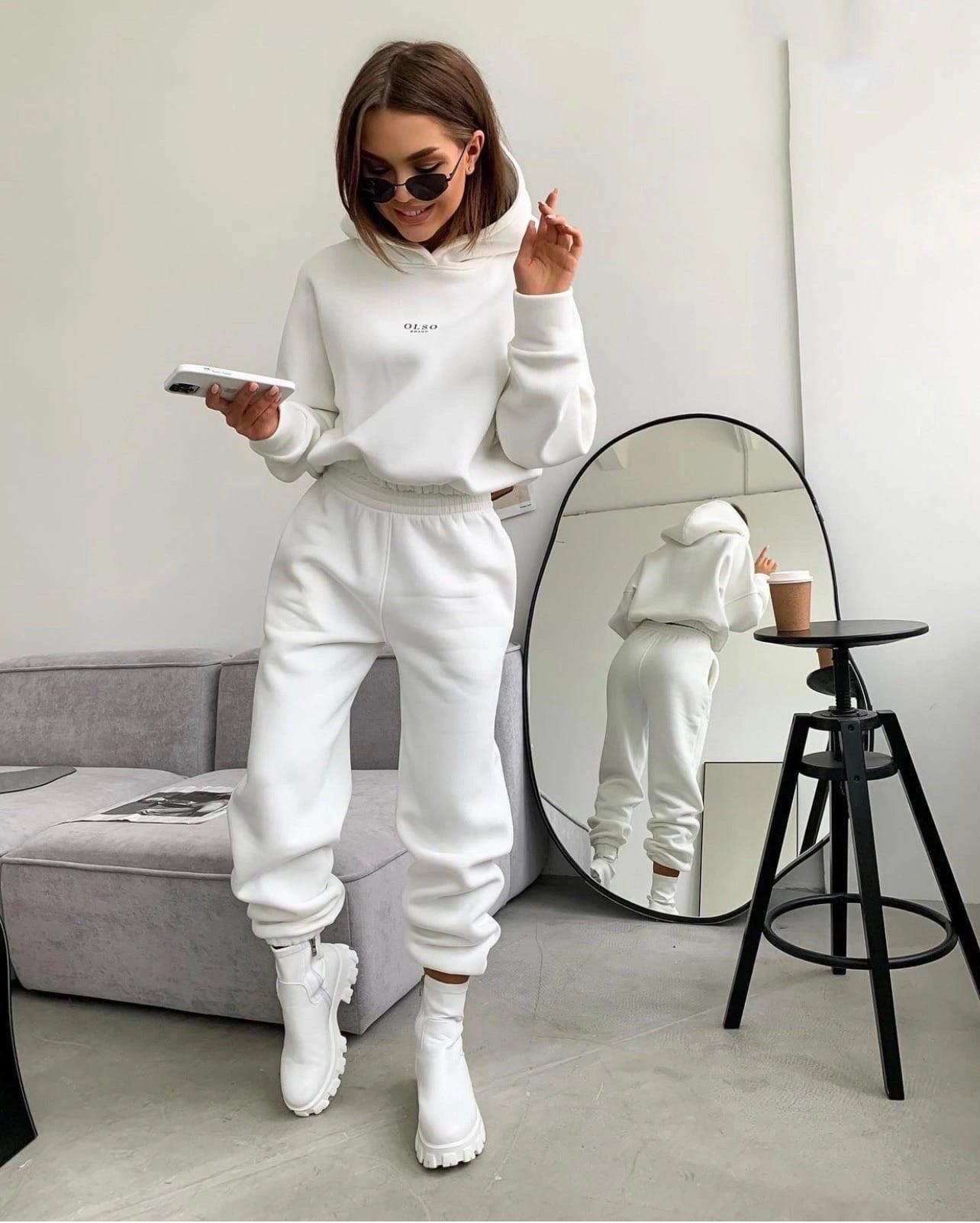 Women's Knitted Fleece Casual Suit Two-piece Set - Nioor