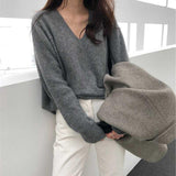 Women's Knitting Shirt V-neck Sweater Gentle Japanese Style - Nioor