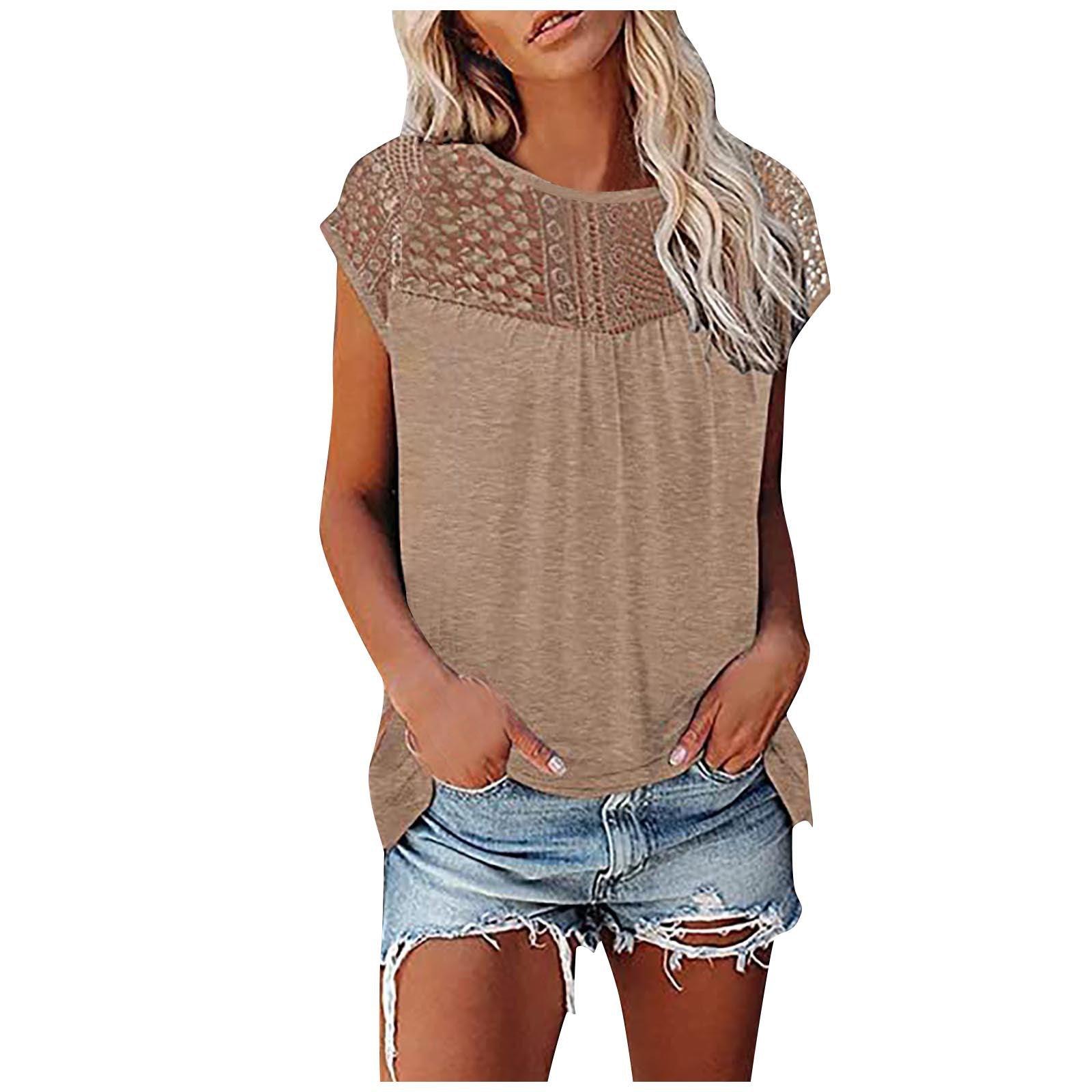 Women's Lace Short-sleeved Top - Nioor