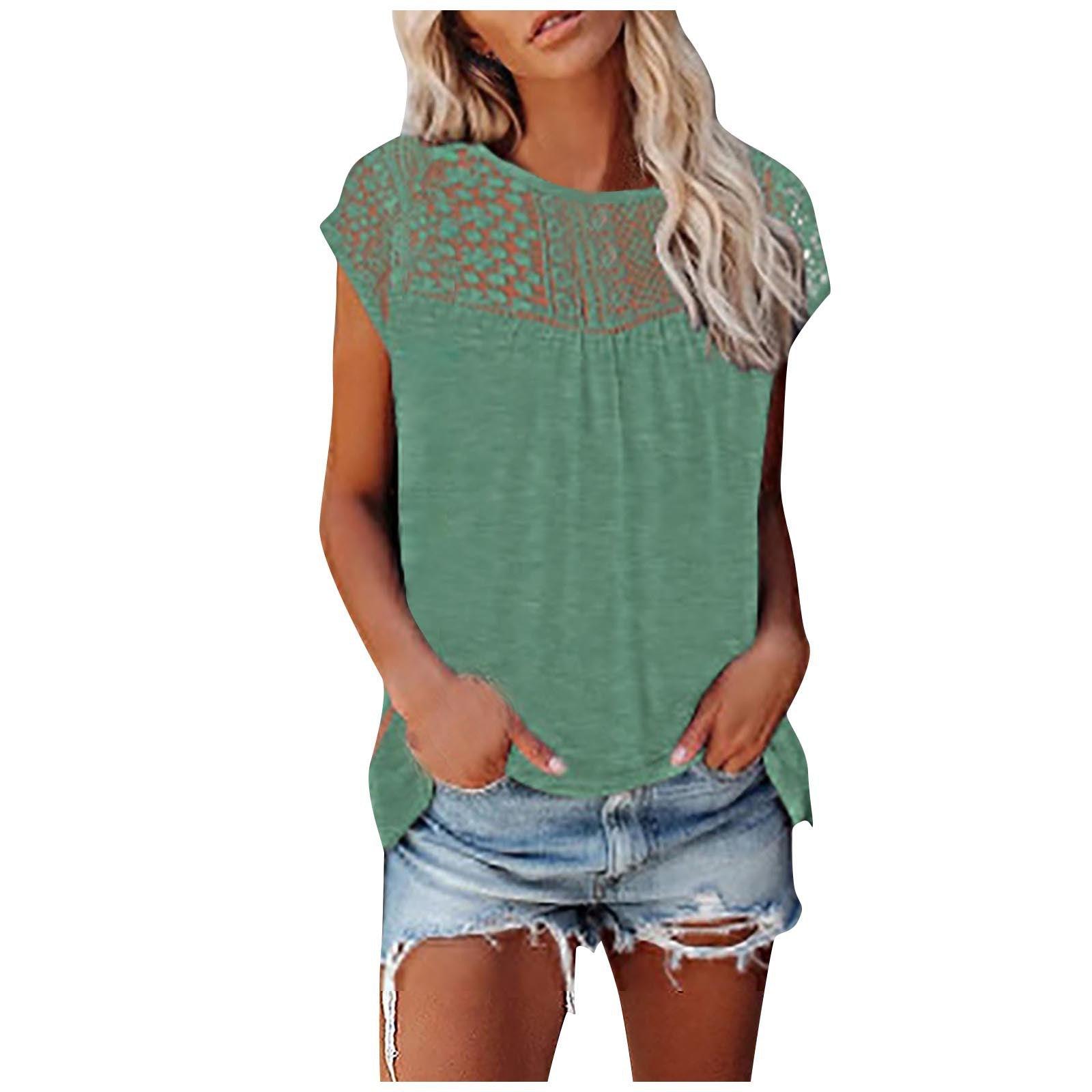 Women's Lace Short-sleeved Top - Nioor