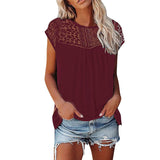 Women's Lace Short-sleeved Top - Nioor