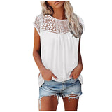 Women's Lace Short-sleeved Top - Nioor