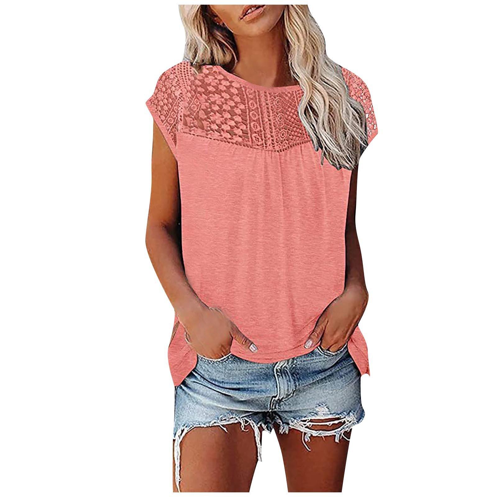 Women's Lace Short-sleeved Top - Nioor