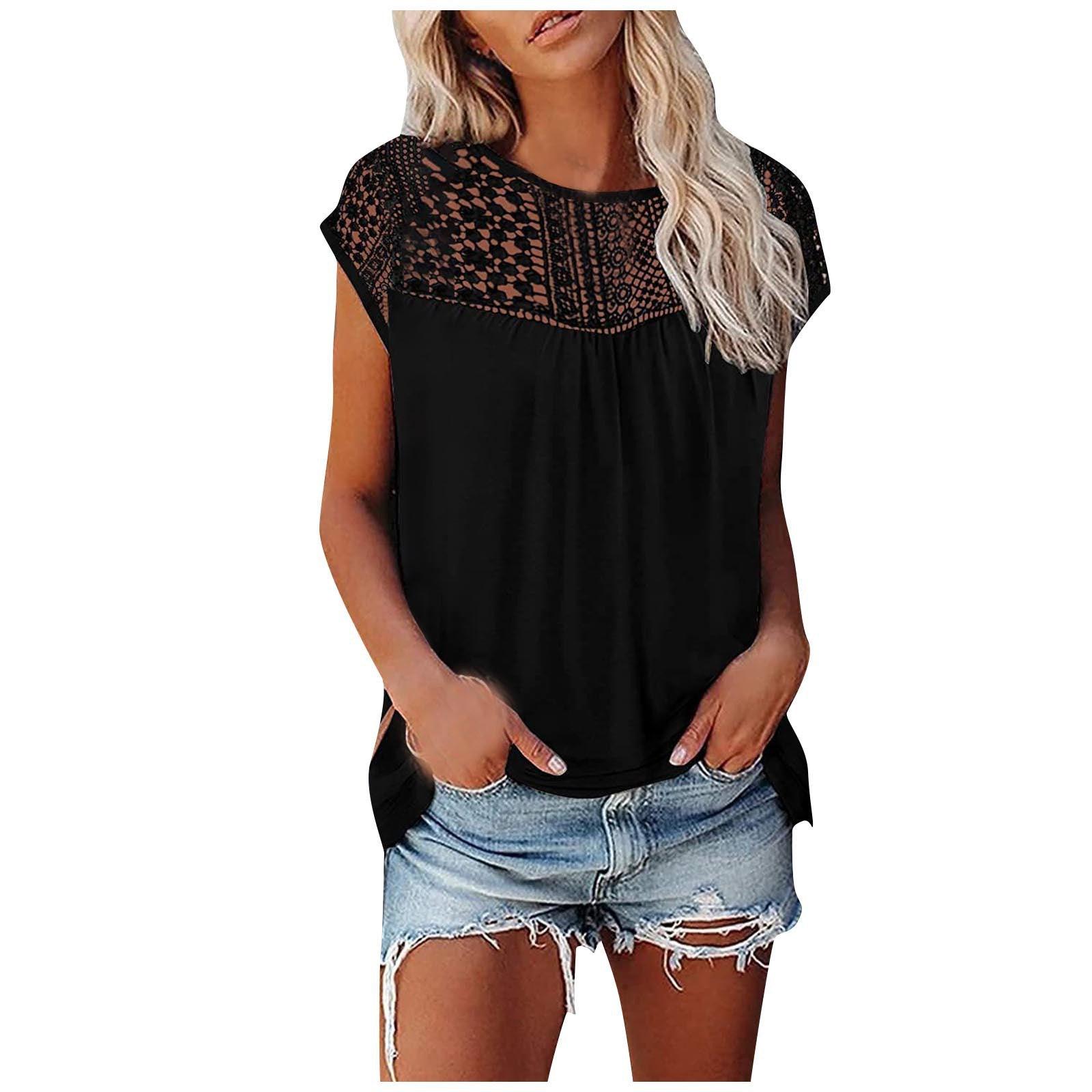 Women's Lace Short-sleeved Top - Nioor