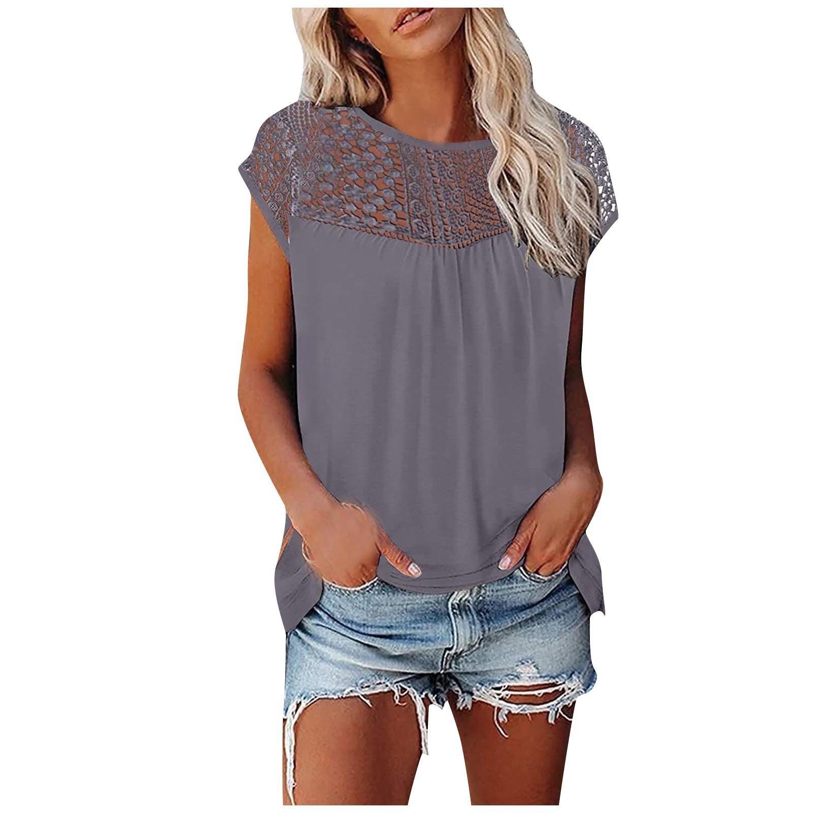 Women's Lace Short-sleeved Top - Nioor