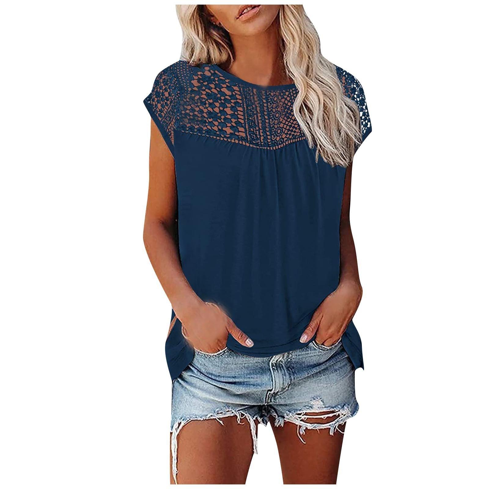 Women's Lace Short-sleeved Top - Nioor