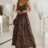 Women's Leopard Print Printing Slip Dress - Nioor