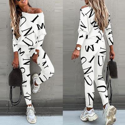 Women's Letter Printing Long-sleeve Suit - Nioor