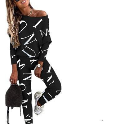 Women's Letter Printing Long-sleeve Suit - Nioor