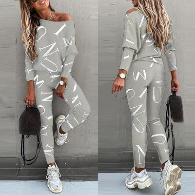 Women's Letter Printing Long-sleeve Suit - Nioor