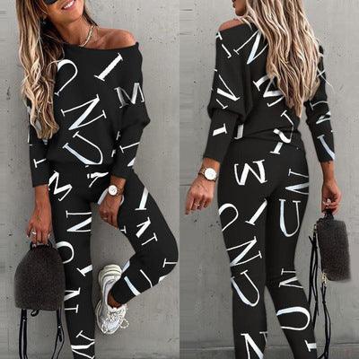 Women's Letter Printing Long-sleeve Suit - Nioor