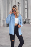 Women's Light Color Figure Flattering Thin Denim Long-sleeved Shirt - Nioor