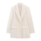 Women's Long Double-breasted Blazer - Nioor