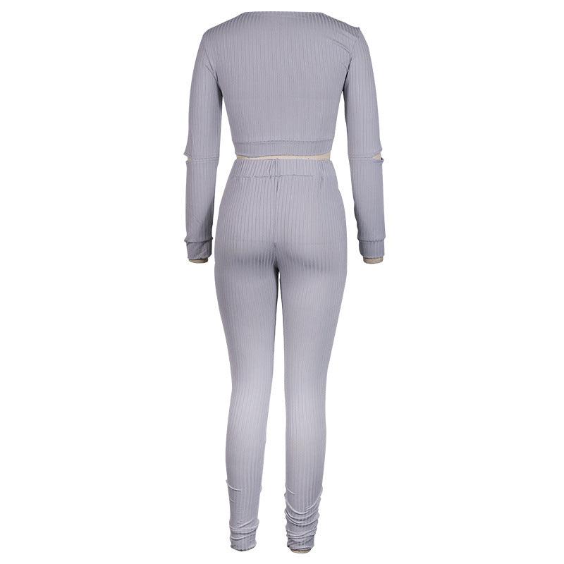 Women's Long-sleeve Blouse Leggings Suit - Nioor